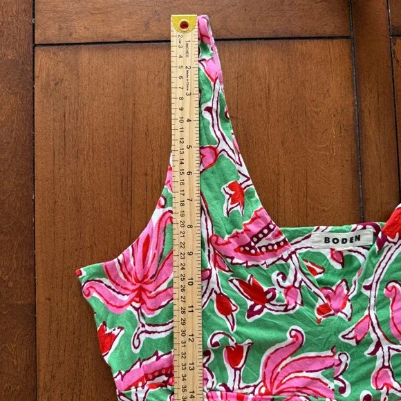 Boden Green Pink Floral Paisley Jersey V-Neck Maxi Dress US 16-18R Sleeveless - Picture 7 of 8